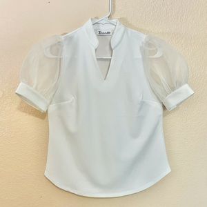 White Puffed Sleeve Blouse